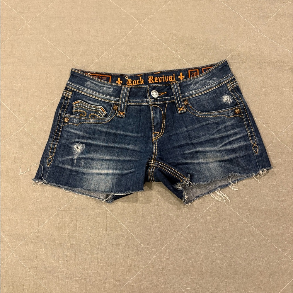 Rock Revival Distressed Blue Jean Shorts